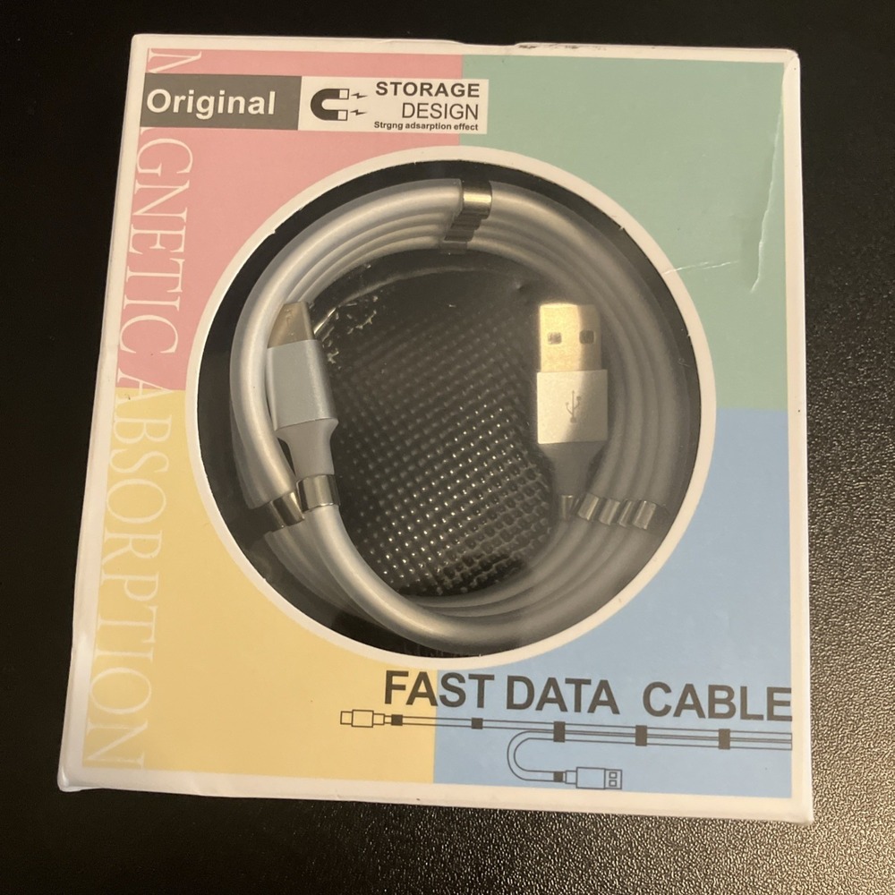Original Type C Data Cable Unisex 3 Ft White New Magnetic Storage #1902